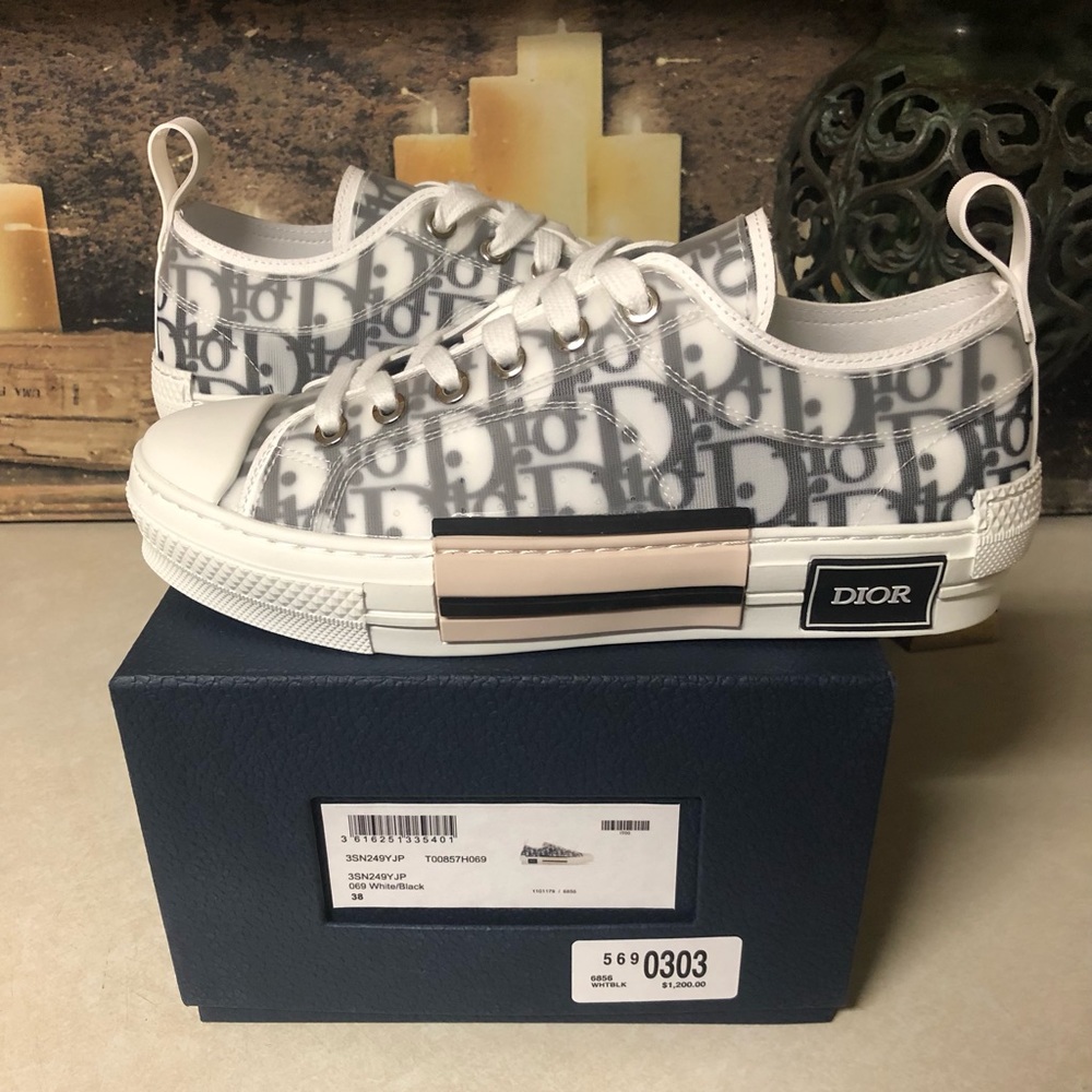 Dior B23 Translucent Low-Top Sneaker Black/ White Women Size 8